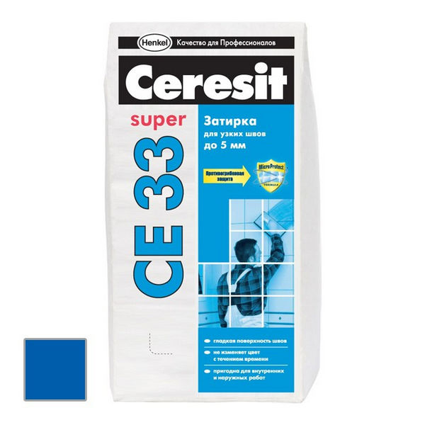Затирка цементная Ceresit CE 33 Super темно-синяя 2 кг